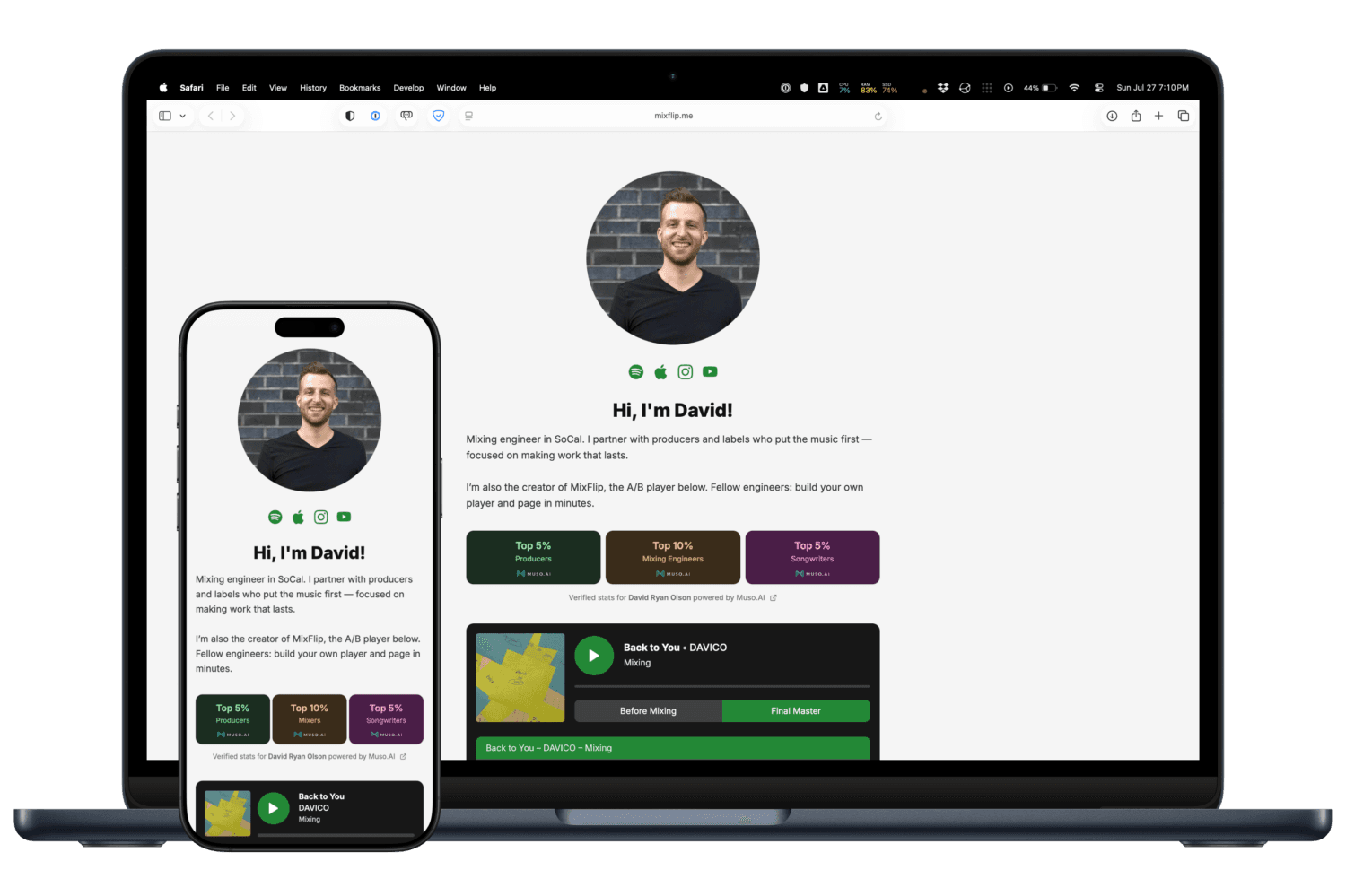 MixFlip landing page mockup